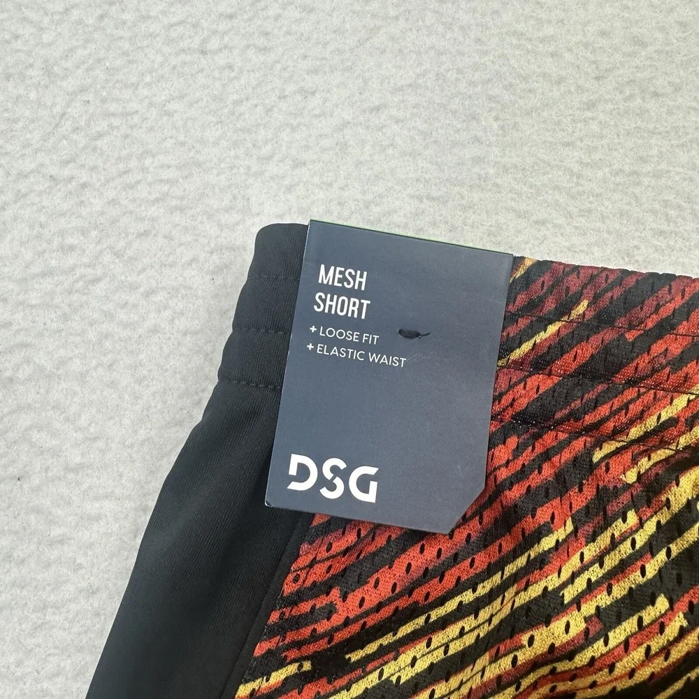 DSG Boys Printed‎ Basketball Shorts Size Large Black Yellow Red Mesh Loose Fit